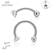1 Piece Titanium Alloy Punk Modern Style Classic Style C Rod Curved Rod Zircon Inlay Eyebrow Studs Ear Cartilage Rings & Studs Nose Ring main image 2