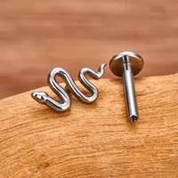 1 Piece Titanium Alloy Punk Modern Style Classic Style Pentagram Snake-Shaped Pentagram Snake-Shaped Lip Rings Ear Cartilage Rings & Studs main image 3