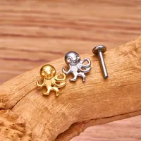 1 Pieza Aleación De Titanio Punk Estilo Moderno Estilo Clásico Animal Elefante Pulpo Brillante Anillos De Labios Piercing De La Oreja main image 8