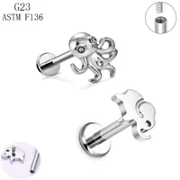 1 Pieza Aleación De Titanio Punk Estilo Moderno Estilo Clásico Animal Elefante Pulpo Brillante Anillos De Labios Piercing De La Oreja main image 1