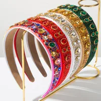 Femmes Bande De Cheveux Rond Rétro Style Moderne Cristal Artificiel Chiffon Diamant Bande De Cheveux main image 1