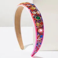 Femmes Bande De Cheveux Rond Rétro Style Moderne Cristal Artificiel Chiffon Diamant Bande De Cheveux main image 4