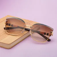 Cat Eye Geometric Pc Frameless Women's Sunglasses main image 2