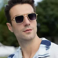 Square Vacation Simple Style Pc Gradient Tinted Lenses Full Frame Men's Sunglasses main image 1