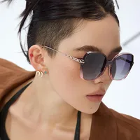 Espejo De Forma Especial Vacaciones Estilo Simple Ronda C.A. Lentes Tintados Con Degradado Fotograma Completo Gafas De Sol Mujer main image 1