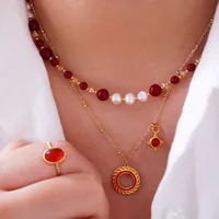 Elegante Señora Estilo Simple Piedra Natural Acero Titanio Geométrico Enchapado Mujeres Conjunto De Joyas main image 1