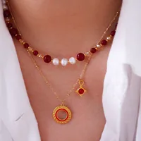 Elegante Señora Estilo Simple Piedra Natural Acero Titanio Geométrico Enchapado Mujeres Conjunto De Joyas main image 3