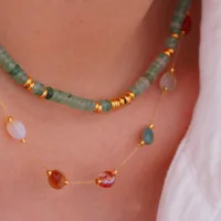 Élégant Femme Style Simple La Pierre Naturelle Acier Au Titane Géométrique Placage Femmes Ensemble De Bijoux main image 1