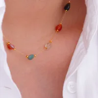 Élégant Femme Style Simple La Pierre Naturelle Acier Au Titane Géométrique Placage Femmes Ensemble De Bijoux main image 2