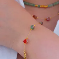 Elegante Señora Estilo Simple Piedra Natural Acero Titanio Geométrico Enchapado Mujeres Conjunto De Joyas main image 3