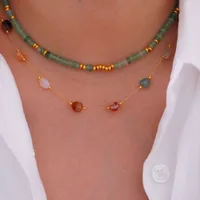 Élégant Femme Style Simple La Pierre Naturelle Acier Au Titane Géométrique Placage Femmes Ensemble De Bijoux main image 4