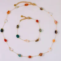 Élégant Femme Style Simple La Pierre Naturelle Acier Au Titane Géométrique Placage Femmes Ensemble De Bijoux main image 5