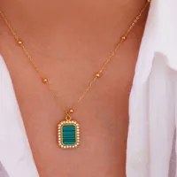 Elegante Señora Estilo Simple Piedra Natural Acero Titanio Geométrico Enchapado Mujeres Conjunto De Joyas main image 2