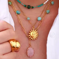 Style Vintage Style Simple La Pierre Naturelle Acier Au Titane Géométrique Femmes Ensemble De Bijoux main image 3