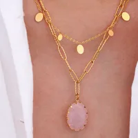 Style Vintage Style Simple La Pierre Naturelle Acier Au Titane Géométrique Femmes Ensemble De Bijoux main image 4