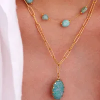 Estilo Vintage Estilo Simple Piedra Natural Acero Titanio Geométrico Mujeres Conjunto De Joyas main image 2