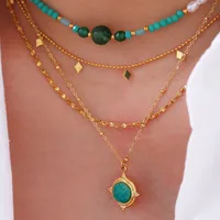 Geometric Simple Style Classic Style Natural Stone Titanium Steel Necklace Wholesale main image 1