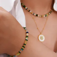 Style Simple Perlé Acier Au Titane Géométrique Femmes Bracelets Collier main image 3