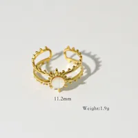 Retro Classic Style Natural Stone Titanium Steel Geometric Women's Rings Necklace sku image 5