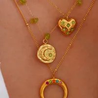 Rétro Style Classique La Pierre Naturelle Acier Au Titane Géométrique Femmes Anneaux Collier main image 2