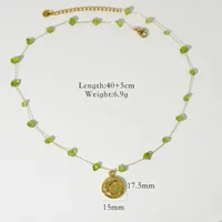 Retro Classic Style Natural Stone Titanium Steel Geometric Women's Rings Necklace sku image 11