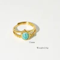 Retro Classic Style Natural Stone Titanium Steel Geometric Women's Rings Necklace sku image 6