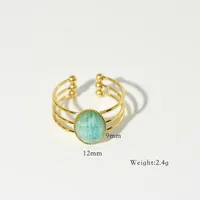 Retro Classic Style Natural Stone Titanium Steel Geometric Women's Rings Necklace sku image 9