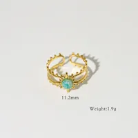 Retro Classic Style Natural Stone Titanium Steel Geometric Women's Rings Necklace sku image 4