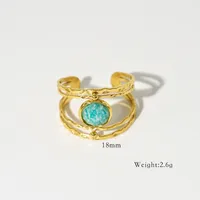 Retro Classic Style Natural Stone Titanium Steel Geometric Women's Rings Necklace sku image 2