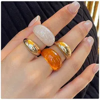 Simple Style Classic Style Alloy Resin Geometric Plating Women's Rings main image 3