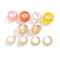 Simple Style Classic Style Alloy Resin Geometric Plating Women's Rings main image 2