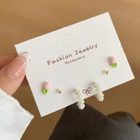 1 Set Flower Cute Sweet Alloy Enamel Ear Studs sku image 1