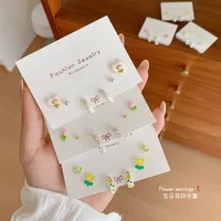 1 Set Flower Cute Sweet Alloy Enamel Ear Studs main image 4