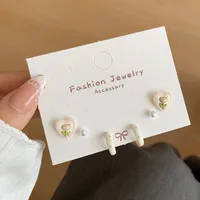 1 Set Flower Cute Sweet Alloy Enamel Ear Studs sku image 3