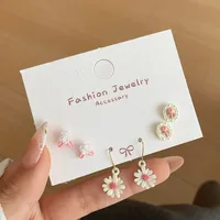 1 Set Flower Cute Sweet Alloy Enamel Ear Studs sku image 11