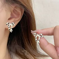 1 Paire Noeud D'Arc Sucré Alliage Émail Boucles D'Oreilles main image 5