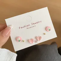 1 Set Flower Cute Sweet Alloy Enamel Ear Studs sku image 9