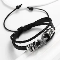 Star Retro Streetwear Pu Leather Alloy Wax Line Bracelets Wholesale main image 2