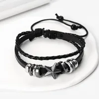 Star Retro Streetwear Pu Leather Alloy Wax Line Bracelets Wholesale main image 3