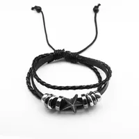 Star Rétro Vêtement De Rue Faux Cuir Alliage Ligne De Cire Bracelets De Gros main image 4