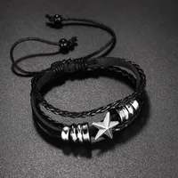 Star Rétro Vêtement De Rue Faux Cuir Alliage Ligne De Cire Bracelets De Gros main image 5
