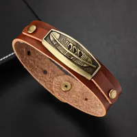Geometric Retro Streetwear Pu Leather Alloy Bracelets Wholesale main image 1