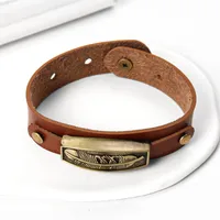 Geometric Retro Streetwear Pu Leather Alloy Bracelets Wholesale main image 3