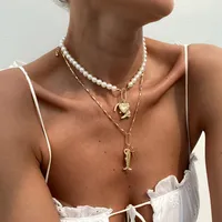 Heart Shape Shell Lock Retro Classic Style Alloy Pendant Necklace Wholesale main image 3
