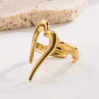Geometric Round Heart Shape Vintage Style Lady Simple Style 304 Stainless Steel Open Rings sku image 7