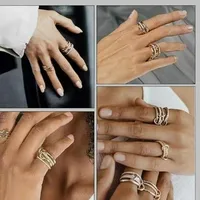 Geometric Classic Style 304 Stainless Steel Rings Plating main image 4