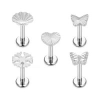 1 Piece Titanium Alloy Modern Style Classic Style Commute Butterfly Snowflake Carving Lip Rings Ear Cartilage Rings & Studs main image 2