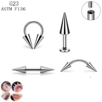 1 Piece Titanium Alloy Vacation Funny Punk Sharp Cone Lip Rings Eyebrow Studs Ear Cartilage Rings & Studs main image 1