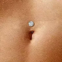 1 Piece Titanium Alloy Casual Vacation Beach Round Rhinestones Opal Inlay Belly Rings main image 3