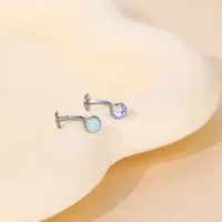 1 Piece Titanium Alloy Casual Vacation Beach Round Rhinestones Opal Inlay Belly Rings main image 6